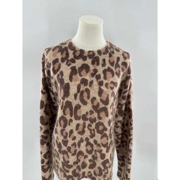 Sezane Brown Leopard Mohair Wool Sweater Animal Print Pullover Knit XXL 2XL - Picture 4 of 11